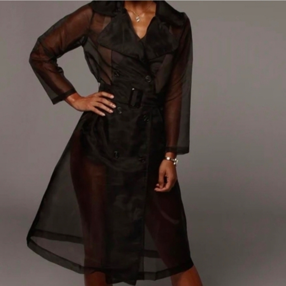 JLUXLABEL | Black Cornwell Sheer Coat Organza Jacket Size M